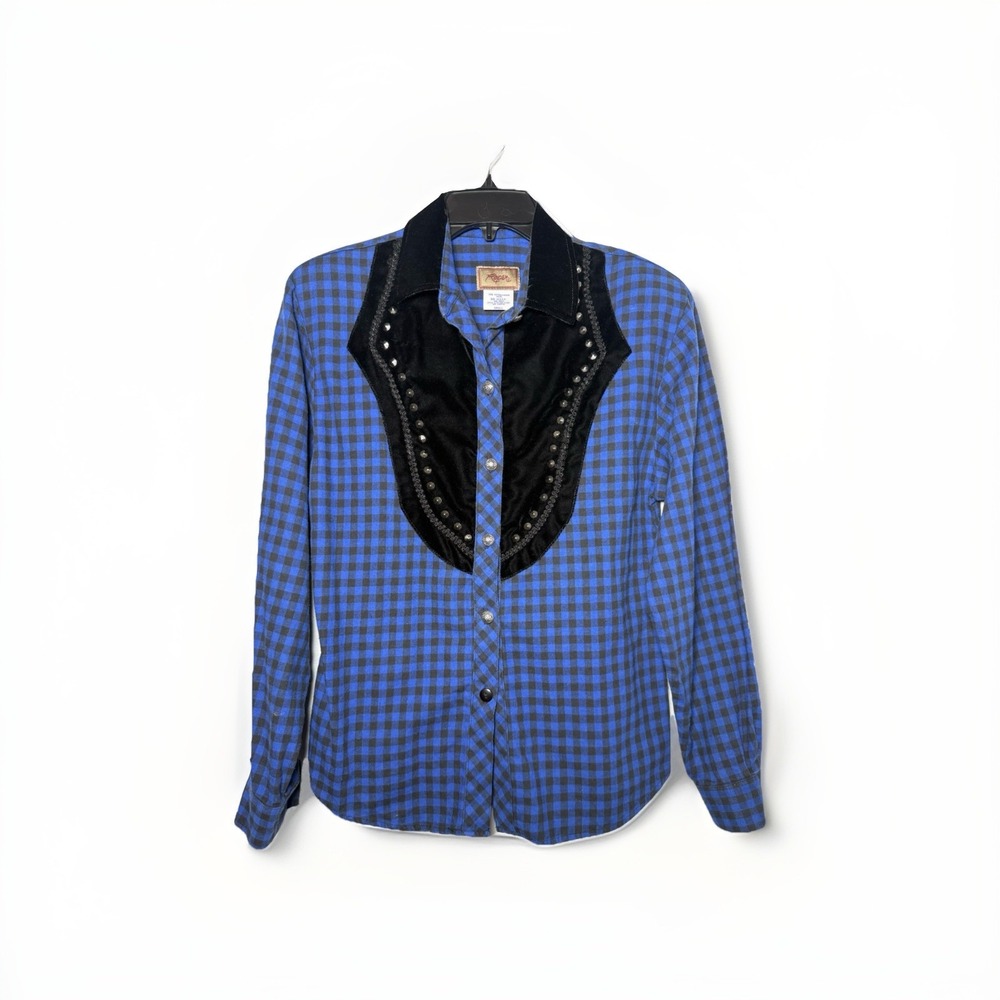 Roper‎ Vintage Western Shirt Size S Velvet Rodeo Bull Embroidery Cowgirl Studded